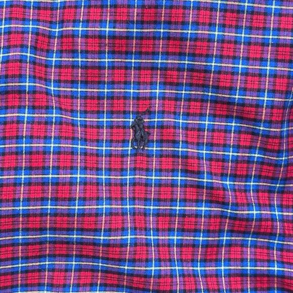 Ralph Lauren Men’s Button Down Shirt XL Red Blue Plaid Long Sleeve Cotton - Picture 2 of 3